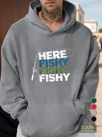 HERE FISHY FISHY FISHY Men's hooded sweatshirt