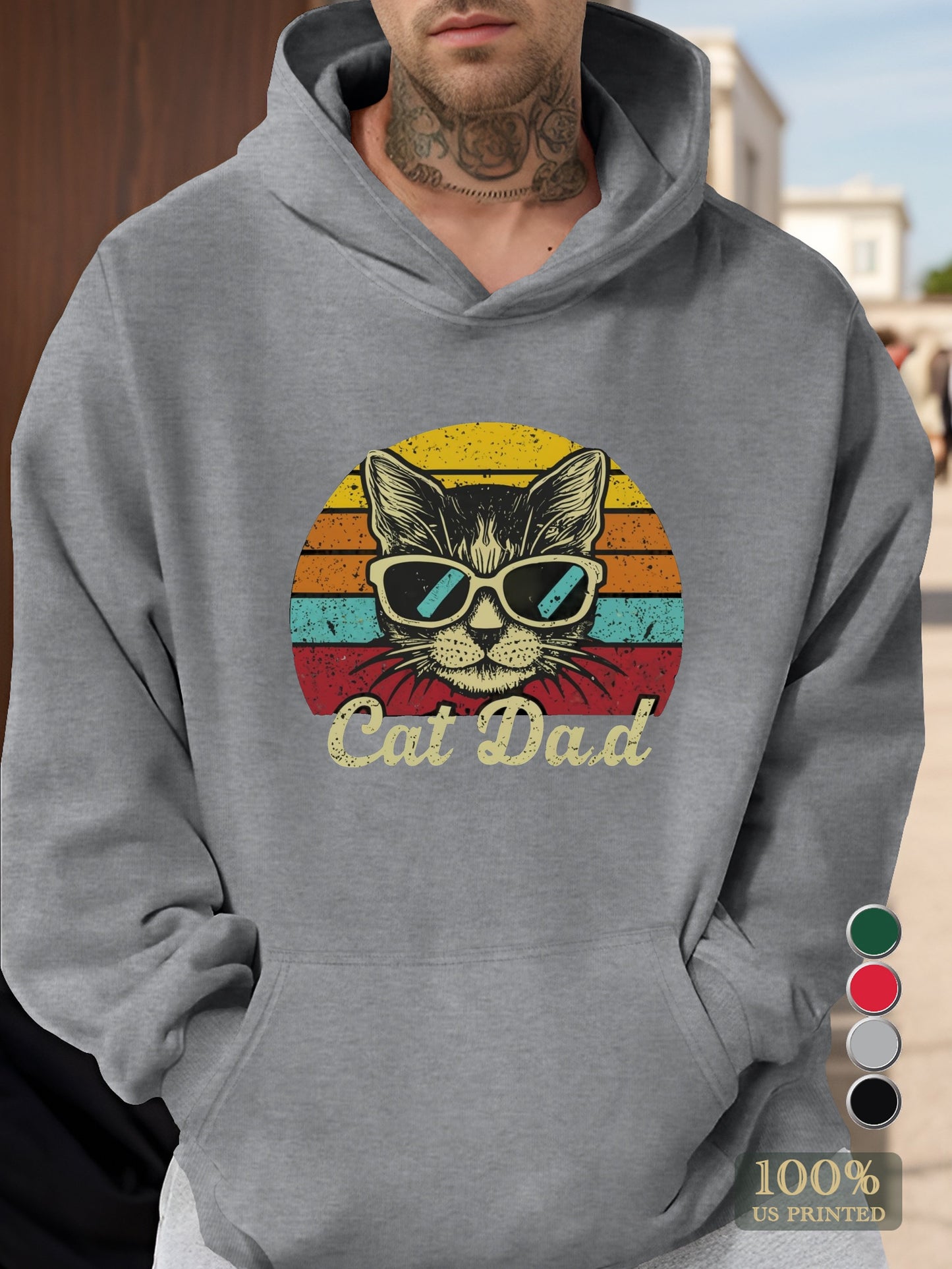 CAT DAD Men's hooded sweatshirt