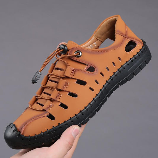 Summer hollow cowhide casual shoes