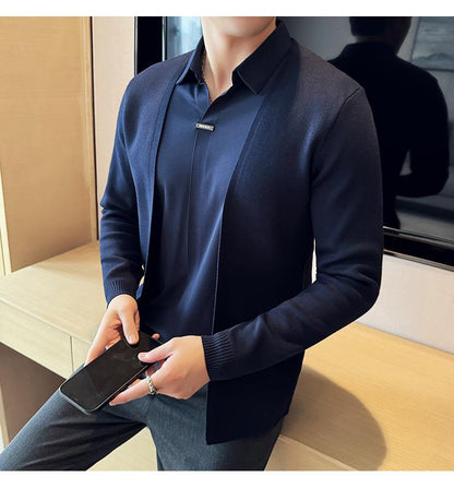 High-end knitted sweater shirt collar fake two-piece