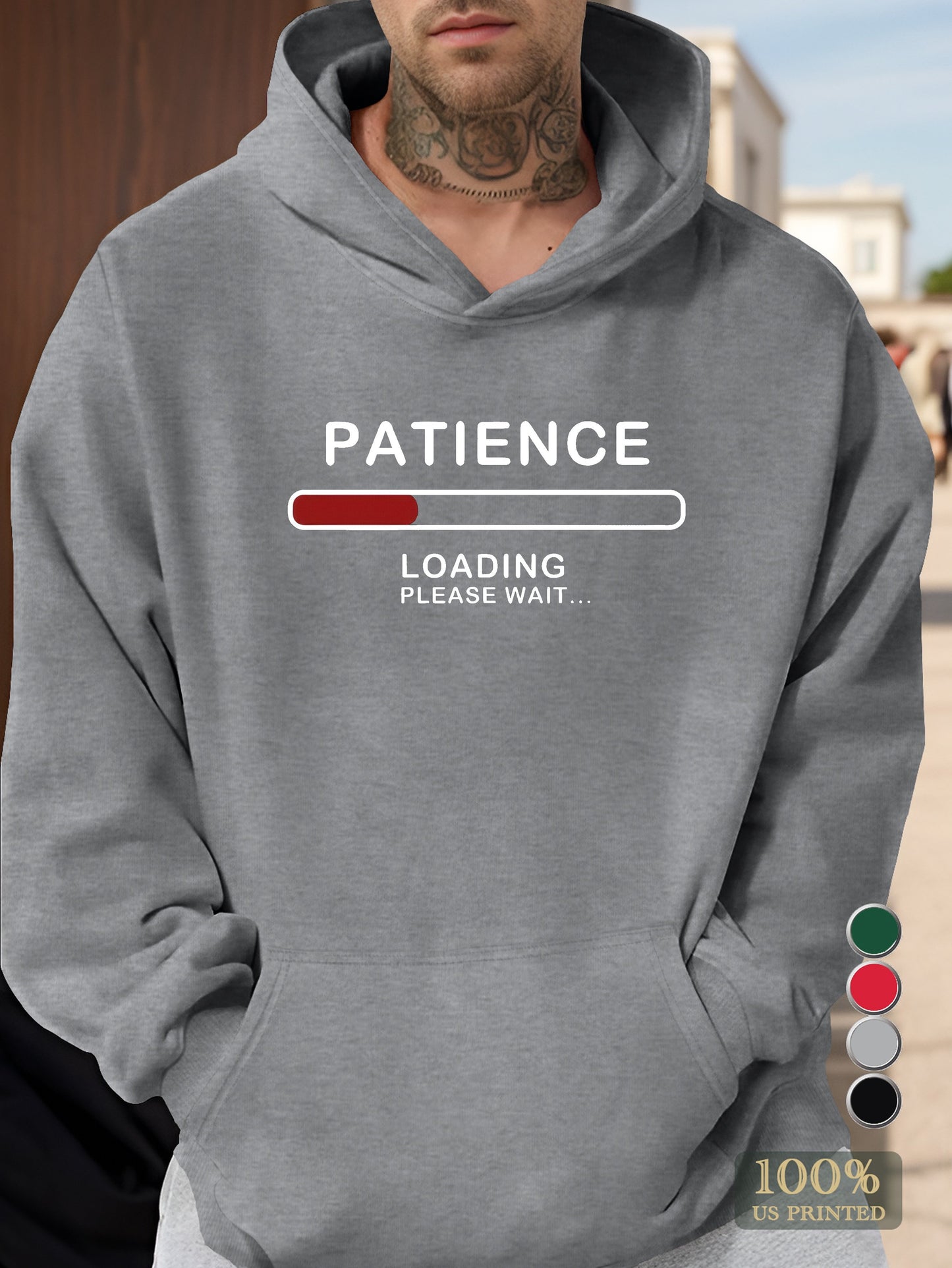 PATIENCE LOADING Men's hooded sweatshirt