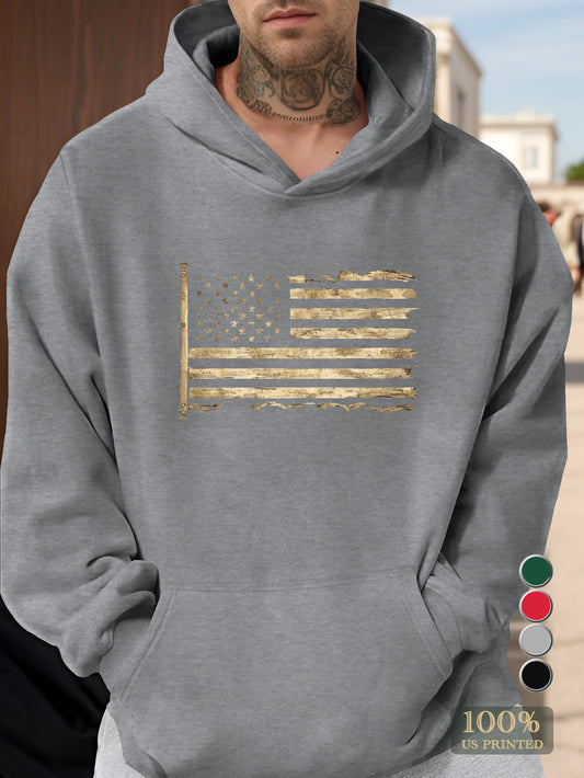 worn and distressed flag Men's hooded sweatshirt