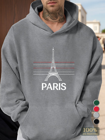 Iconic Eiffel Tower Design Men's hooded sweatshirt