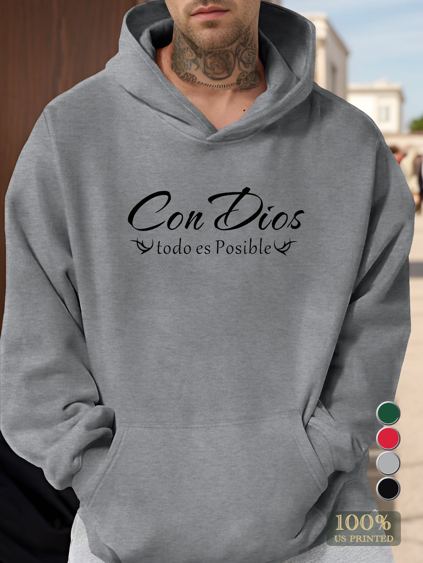 CON DIOS Men's hooded sweatshirt