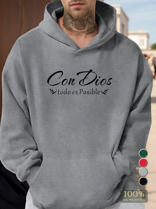 CON DIOS Men's hooded sweatshirt