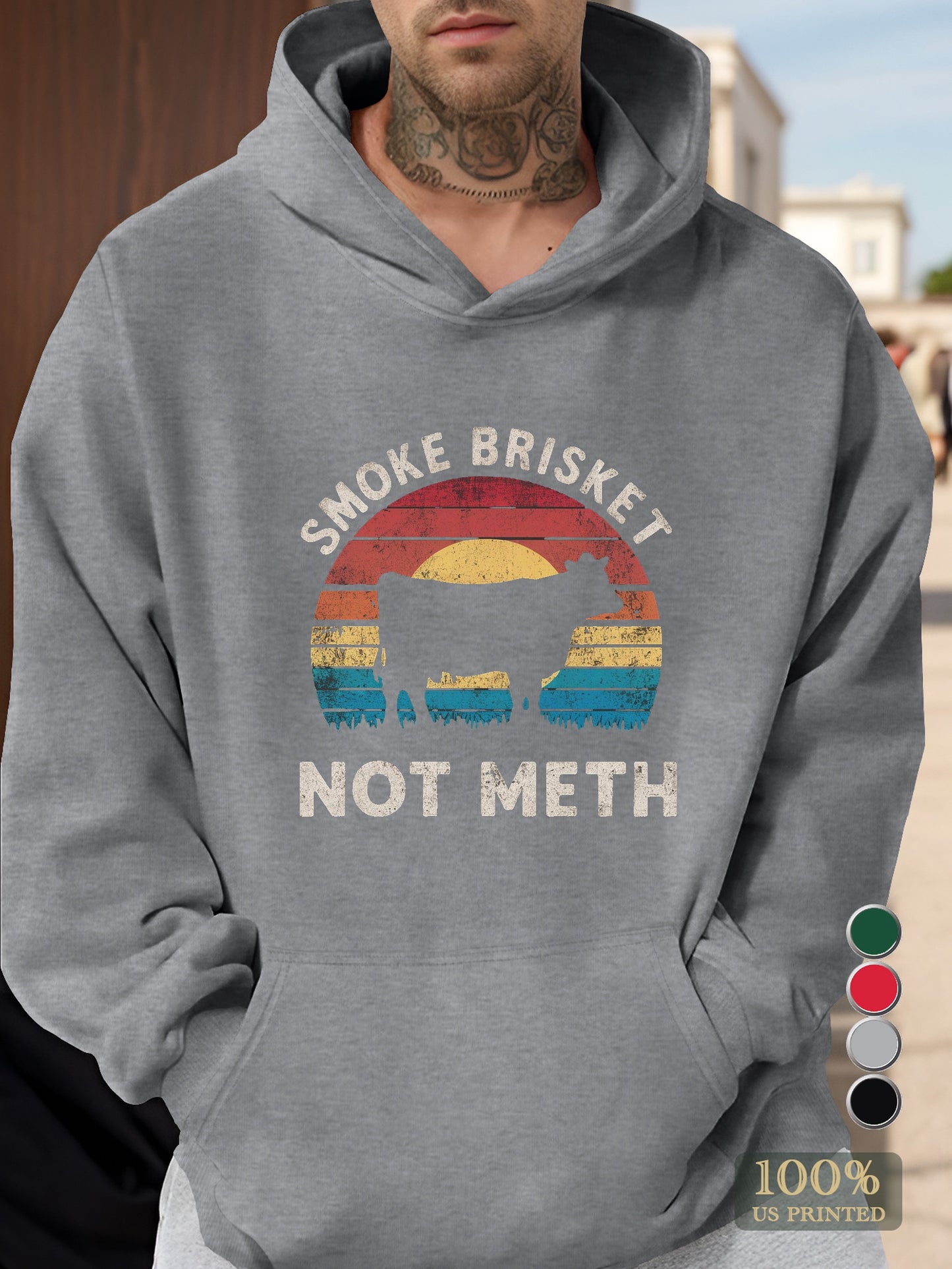 SMOKE BRISKET NOT METH Men's hooded sweatshirt