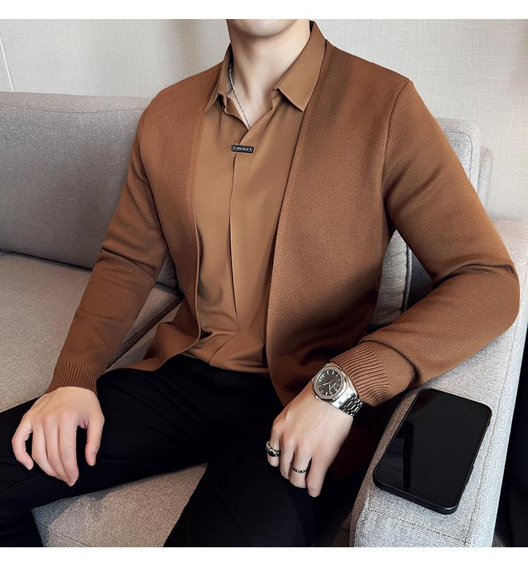 High-end knitted sweater shirt collar fake two-piece